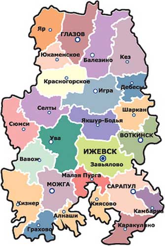 Карта: Удмуртская Республика